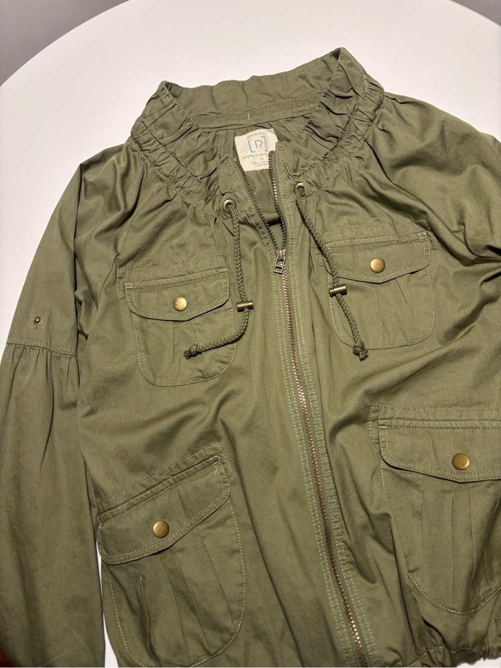 Relativity Olive Green Cotton Cargo Utility Jacket